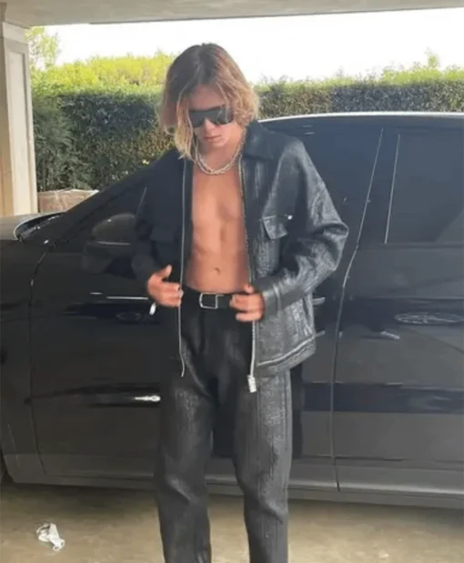 Shirt Style The Kid Laroi Black Leather Jacket