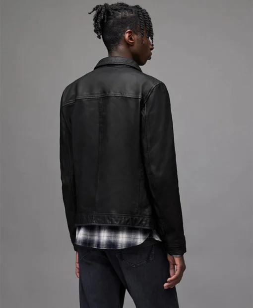 Shop All Saints Lark Black Leather Jacket For Men And Women