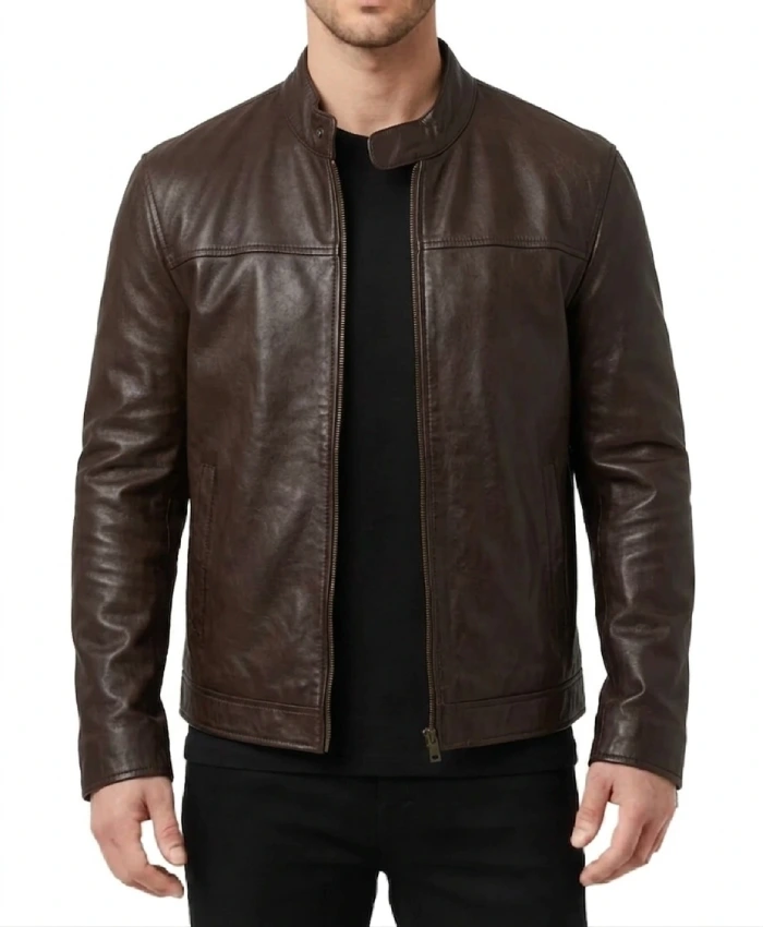Men Classic Leather Jackets in Brownish Color