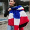 Get Larry Buffalo Bills Color Block Fur Coat For Women