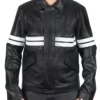 Order Matt Damon Film Good Will Hunting Will Black Stripes Real Leather Jacket