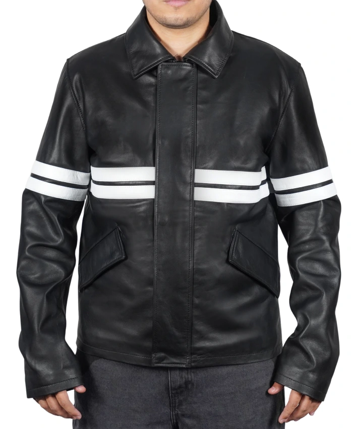 Order Matt Damon Film Good Will Hunting Will Black Stripes Real Leather Jacket