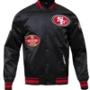 Shop Men and Women 49ers Satin Varsity Jacket Black
