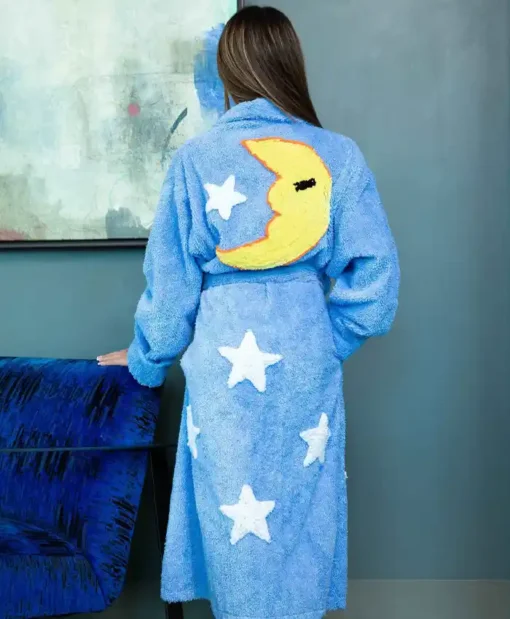 Shop Moon And Stars Blue Bathrobe For Men And Women