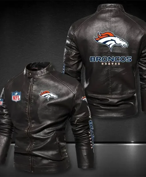 Shop NFL Chauncey Denver Broncos Multiple Leather Jacket For Men's and Women's