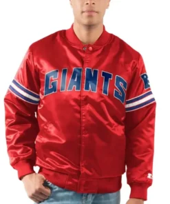 Shop NFL Kari Mann New York Giants Satin Letterman Varsity Jacket For Men And Women
