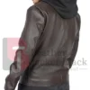 Scott Wilsons Brown Motorcycle Hooded Leather Jacket