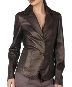 Silky Women Leather Blazer Coat