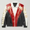 Singer G-Eazy Dancing Kid Palm Tree Black Red White Bomber Real and Faux Leather Jacket For Men and Women
