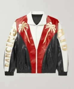 Singer G-Eazy Dancing Kid Palm Tree Black Red White Bomber Real and Faux Leather Jacket For Men and Women