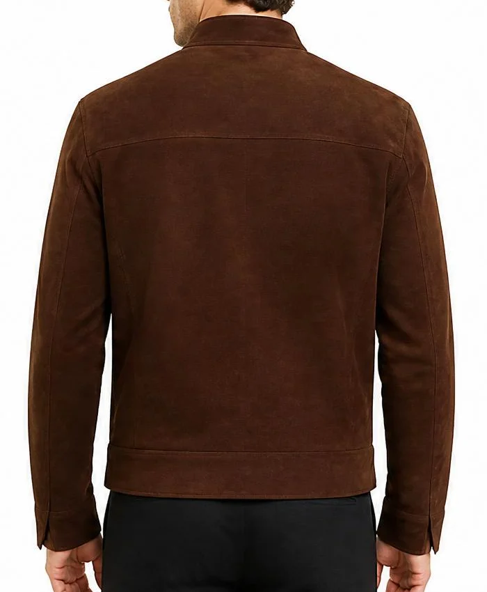 Slim Fit Biker Coffee Brown Jacket For Men