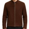 Slim Fit Biker Coffee Brown Jacket For Mens