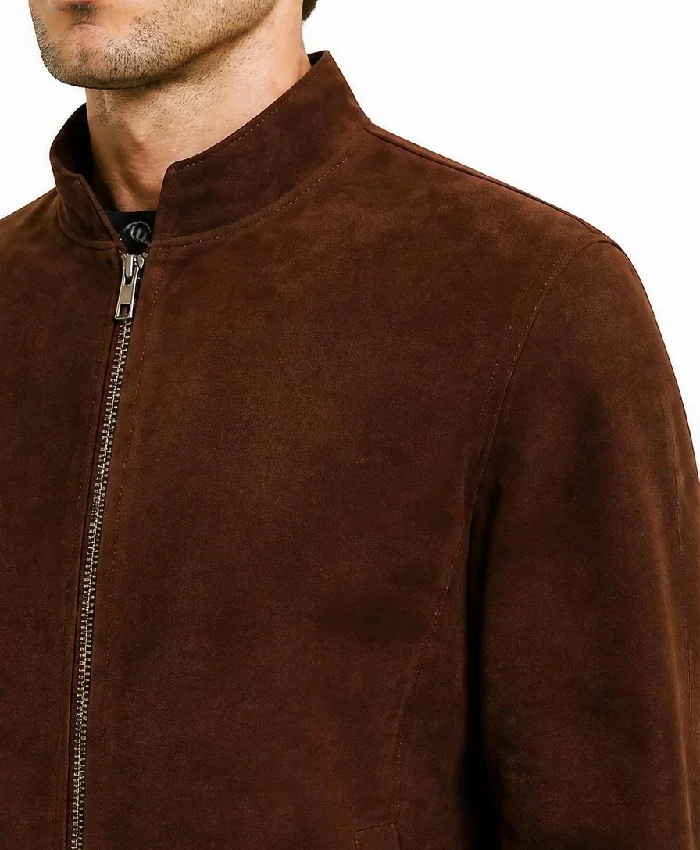 Slim Fit Biker Coffee Brown Jacket Men