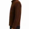 Slim Fit Biker Coffee Brown Jacket Mens