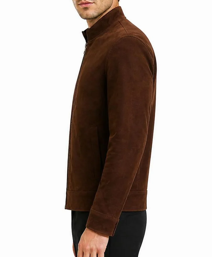Slim Fit Biker Coffee Brown Jacket Mens