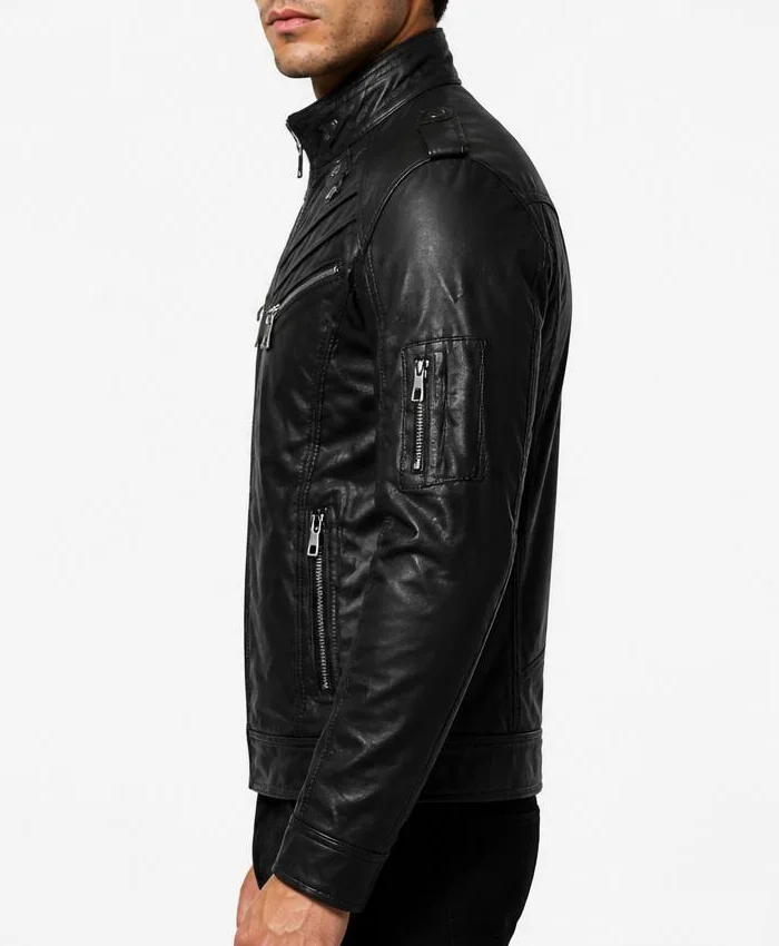 Slim Fit Black Men Biker Jacket