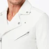 Slim Fit White Leather Jacket Biker Lambskin For Mens