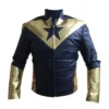 Smallville Booster Blue Gold Leather Costume Jacket