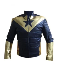 Smallville Booster Blue Gold Leather Costume Jacket