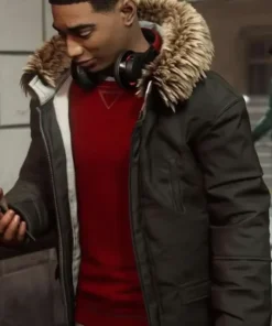 Spider-Man Miles Morales Fur Collar Parka Jacket