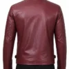 Splawn Premium Maroon Cafe Racer Slim Fit Leather Jacket Mens