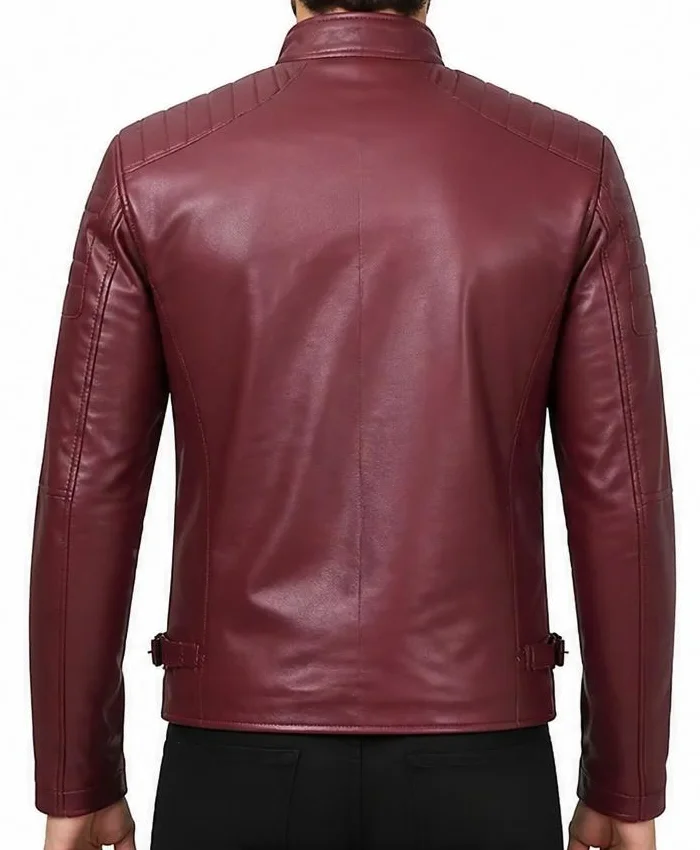 Splawn Premium Maroon Cafe Racer Slim Fit Leather Jacket Mens