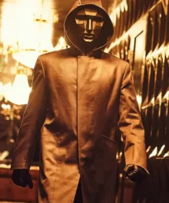 Squid Game Frontman Black Hooded Long Coat