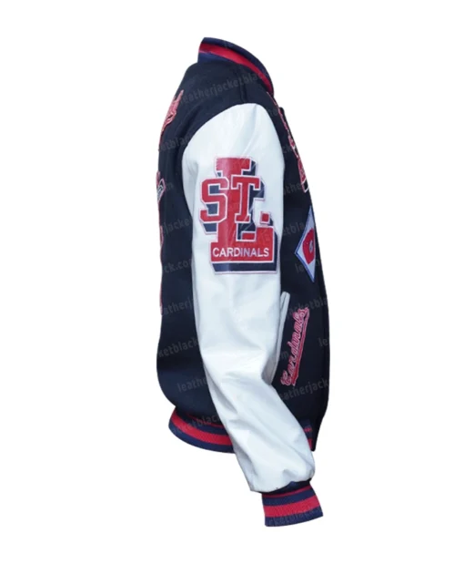 St. Louis Cardinals Navy Blue Mash Up Varsity Jacket Left Side