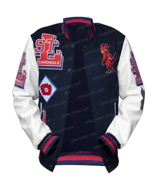 St. Louis Cardinals Navy Blue Mash Up Varsity Jacket Open