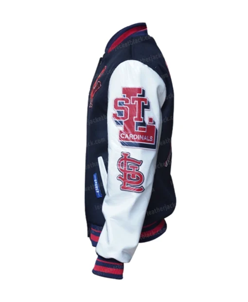 St. Louis Cardinals Navy Blue Mash Up Varsity Jacket Right Side