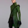 Stargirl Henry King Brainwave Mid-Length Green Leather Coat `