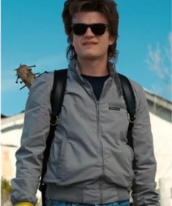Steve Harrington Stranger Things Satin Zip Up Bomber Jacket