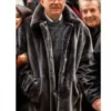 Steve Martin Only Murders In the Building Charles-Haden Savage Shiny Black Faux Fur Long Coat