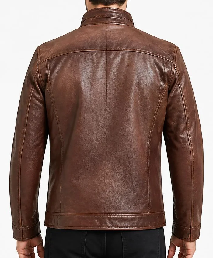 Stint Biker Leather Jacket For Men
