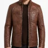 Stint Biker Leather Jacket For Mens