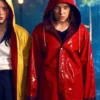 Stranger Things Eleven Red Hooded PU Leather Coat