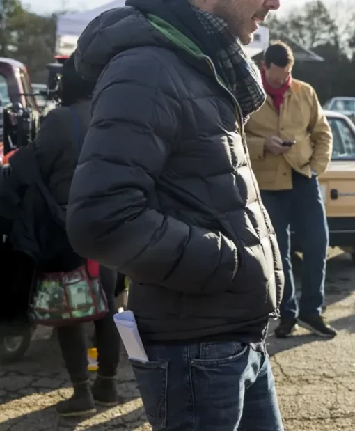 Stranger Things Shawn Levy Black Hooded Puffer Jacket