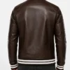 Striped Leather Bomber Jacket Mens