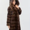 Stuart Mink Fur Long Hooded Brown Coat