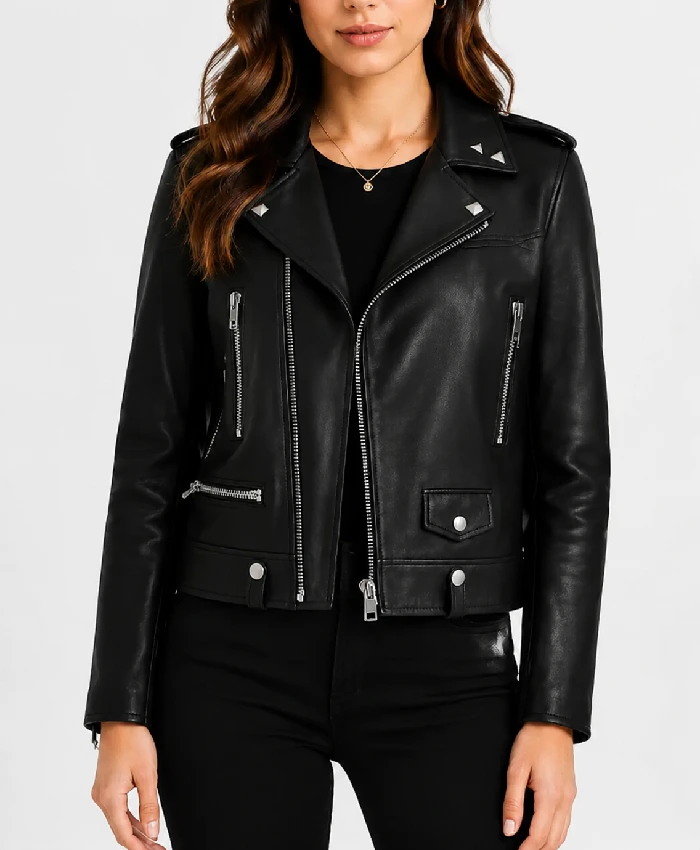 Studd Silver Classic Women Leather Jacket