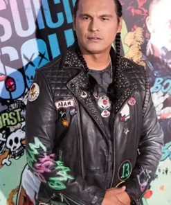 Suicide Squad Adam Beach Black Biker Leather Jacket