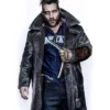 Suicide Squad Jai Courtney Black Leather Shearling Coat