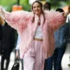 Suki Waterhouse NYC Furry Pink Fur Jacket
