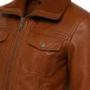 Super Mekway Women Bomber Leather Jacket Close Up