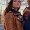 Supergirl Elizabeth Tulloch Brown Biker Leather Jacket