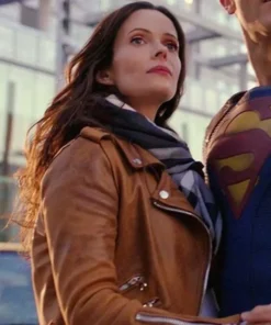 Supergirl Elizabeth Tulloch Brown Biker Leather Jacket