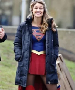 Supergirl Melissa Benoist Puffer Parka Coat With Hood