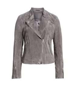 Supergirl S06 Nicole Maines Grey Biker Suede Jacket