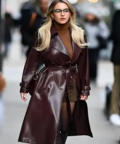 Sydney Sweeney Maroon Coat