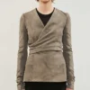 Sylvie Emily In Paris S01 Wrap Grey Leather Jacket